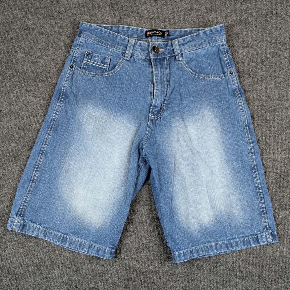 Southpole Relaxed Fit Denim Shorts Light Wash Blue Mens Size 32 Y2K Streetwear - Picture 3 of 14